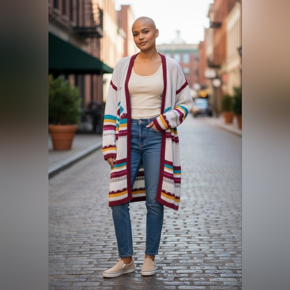 Billabong Long Patterned Cardigan, Women's Knitted Sweater